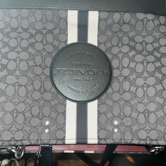 Coach Black and Gray Messenger Bag with Signature Design